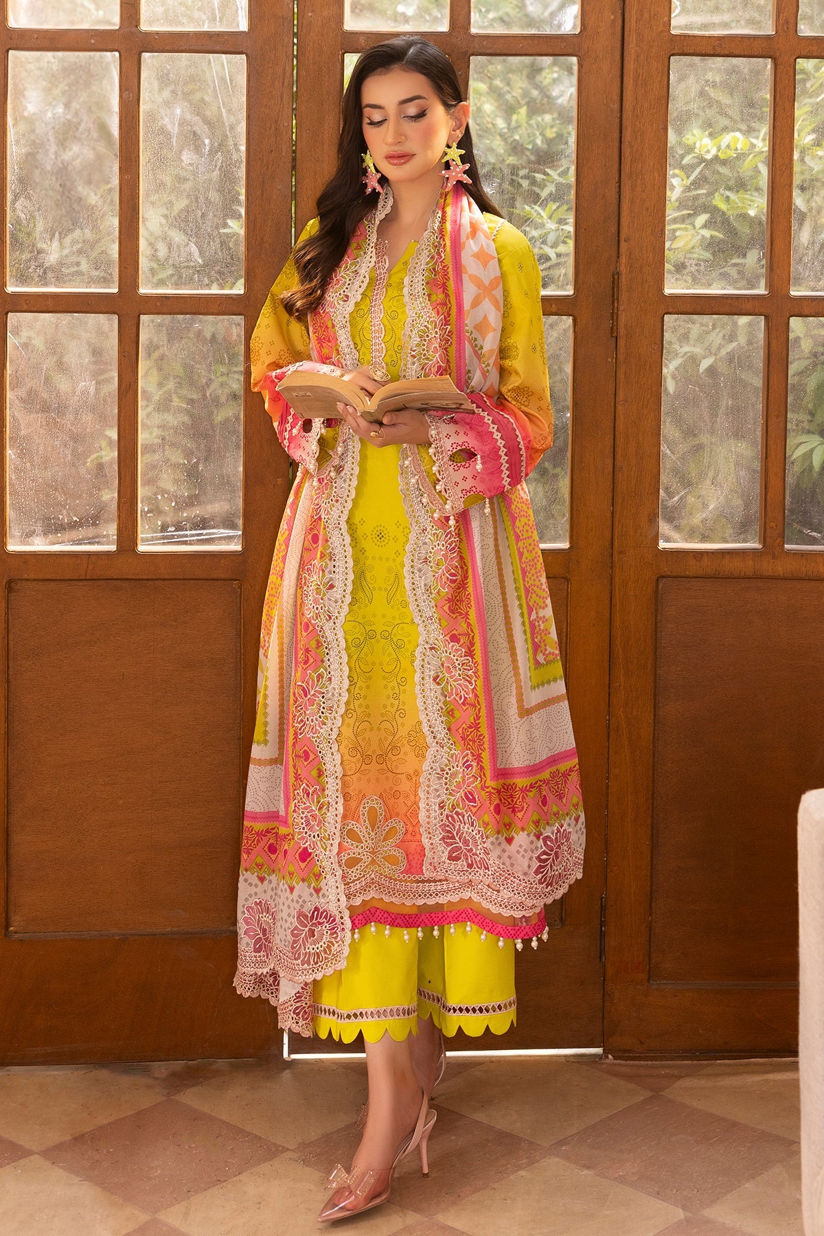 3-PC Stitched Embroidered Lawn  Collection RN6-06 PSOK - Image 4