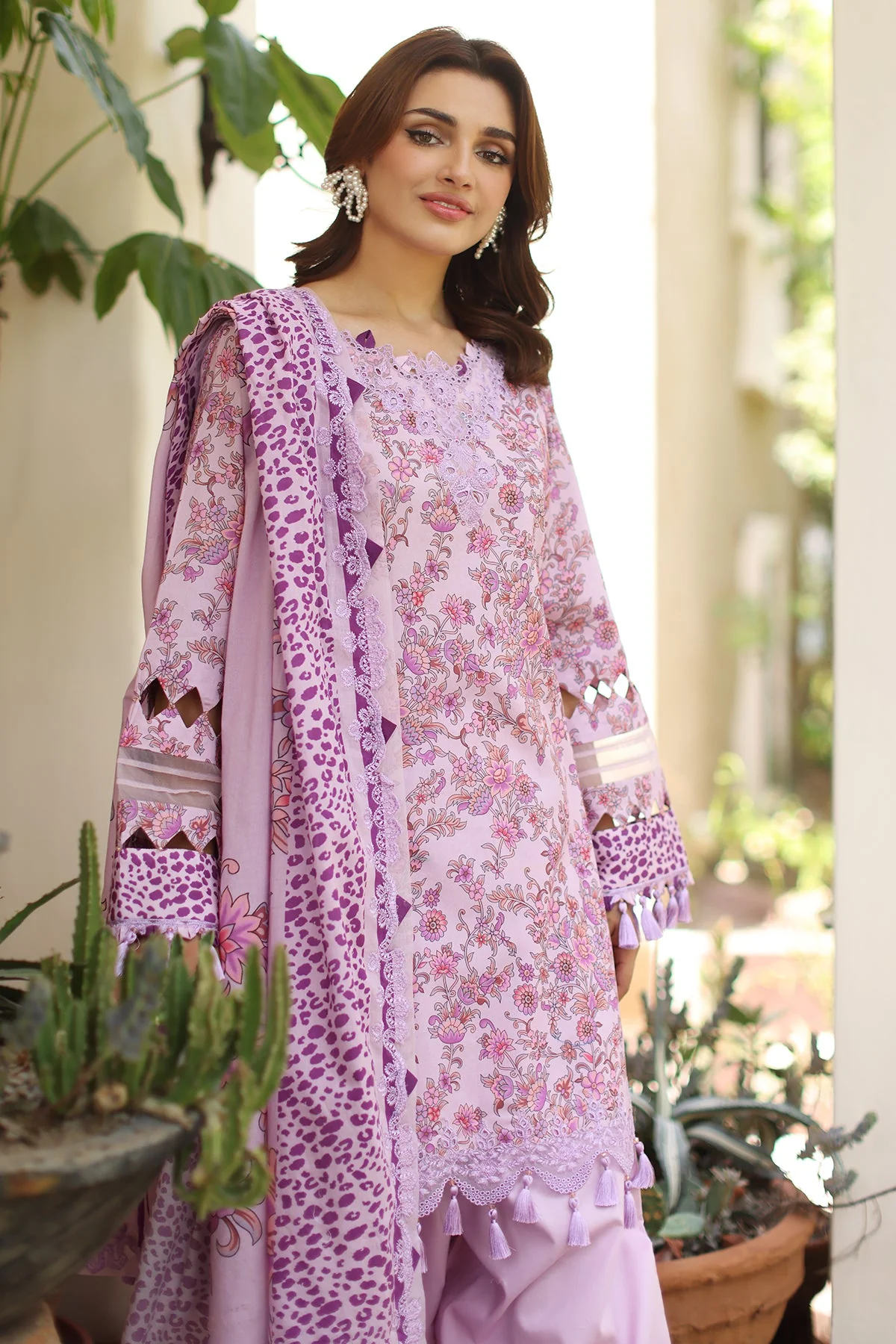 3-PC Stitched Embroidered Lawn  Collection RN6-08 PSOK - Image 2