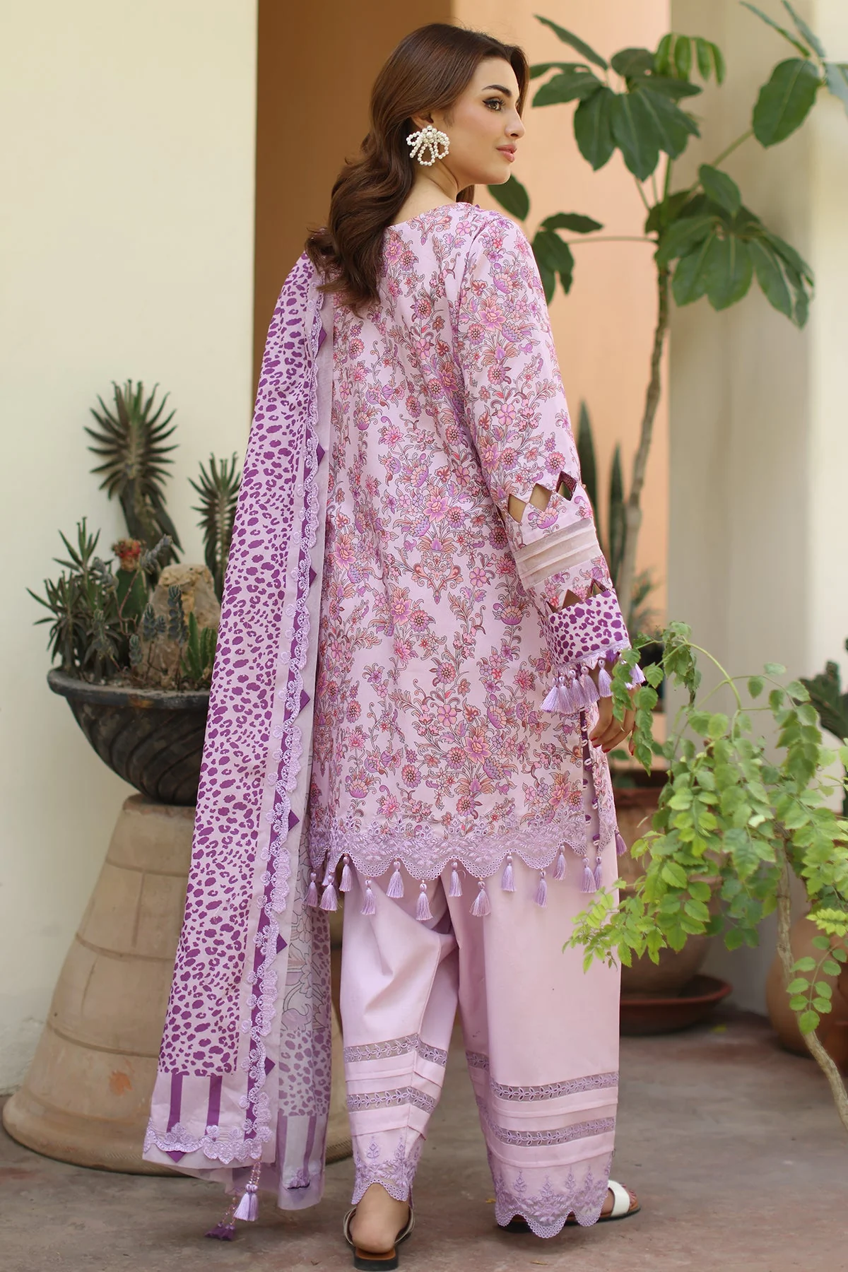 3-PC Stitched Embroidered Lawn  Collection RN6-08 PSOK - Image 4