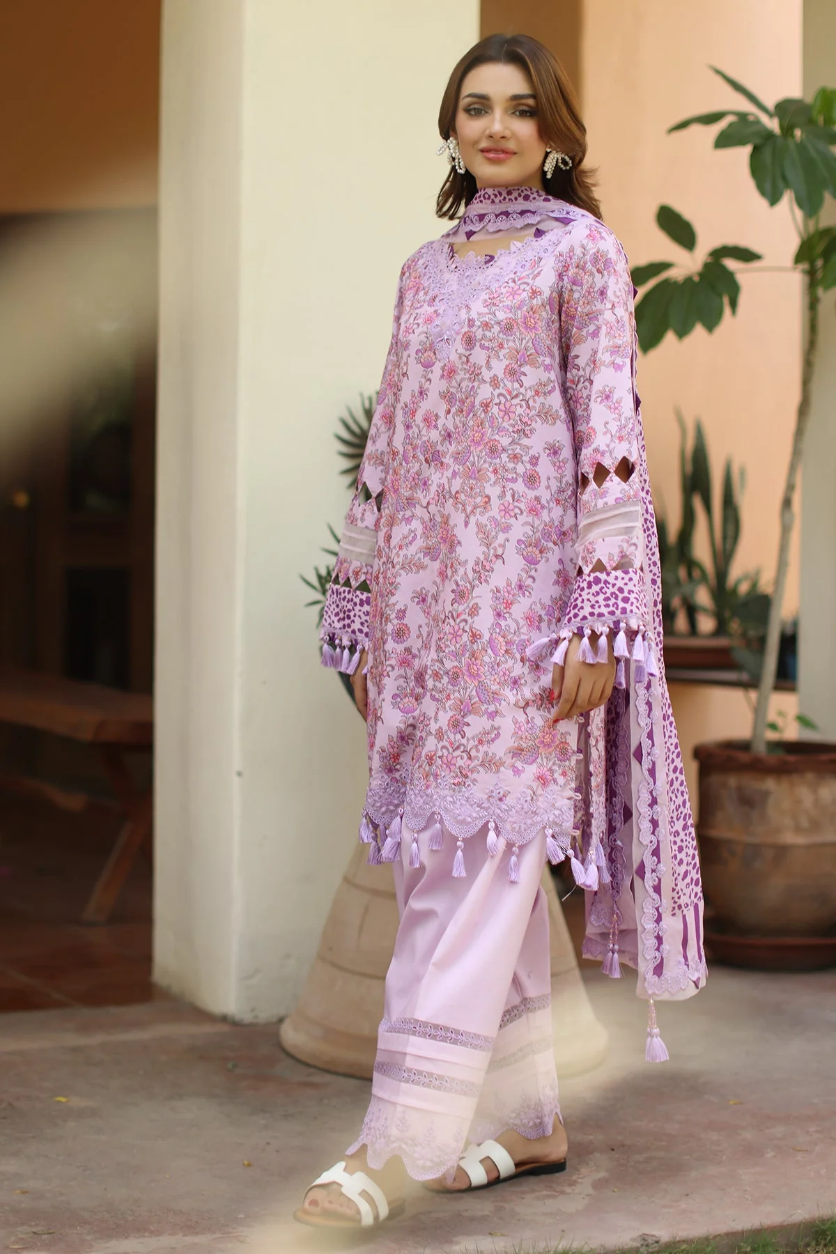 3-PC Stitched Embroidered Lawn  Collection RN6-08 PSOK - Image 5