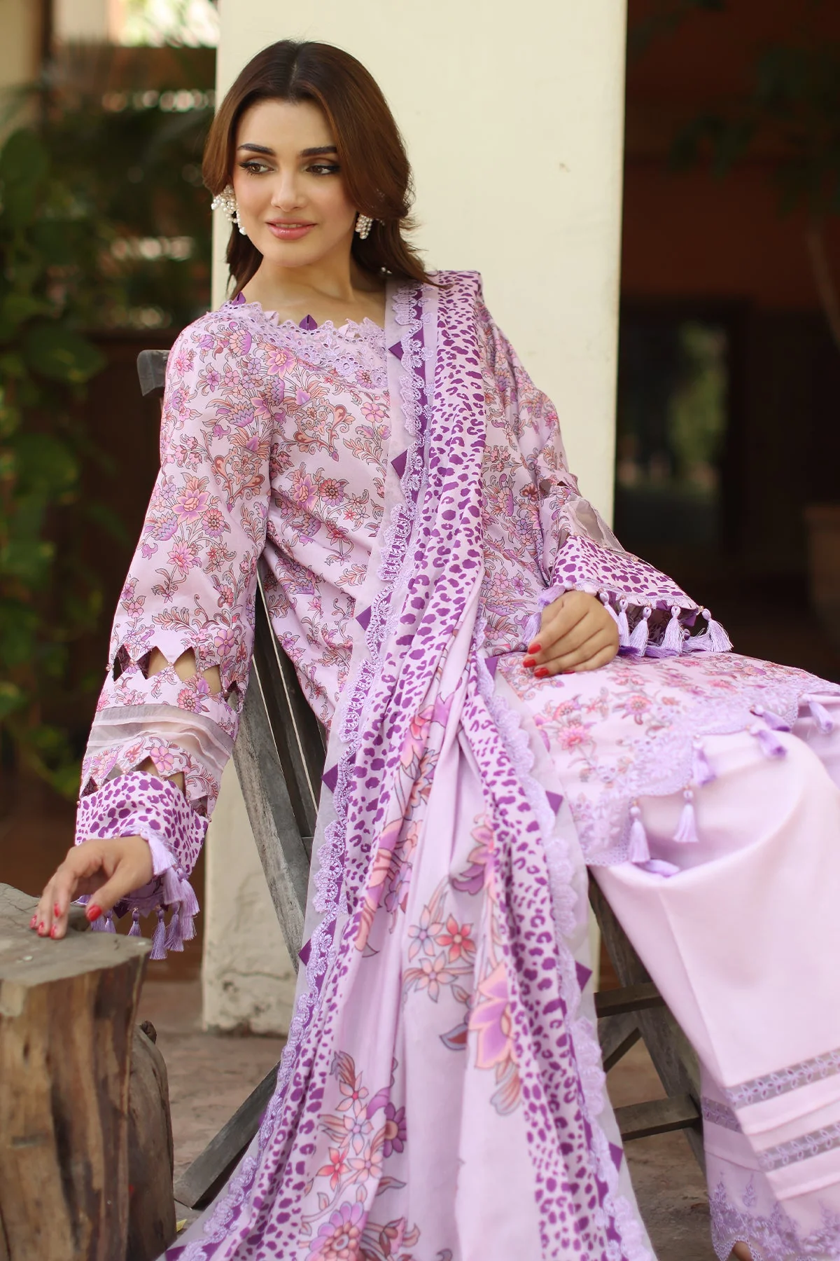 3-PC Stitched Embroidered Lawn  Collection RN6-08 PSOK - Image 6